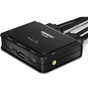 TRENDnet TK-220DPi 2-Port Desktop KVM Switch, 3840 x 2160 @ 60Hz resolution, 2 USB 2.0 Type A